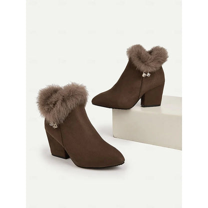 Pearl | Fur-Trimmed Block Heel Ankle Boots 8