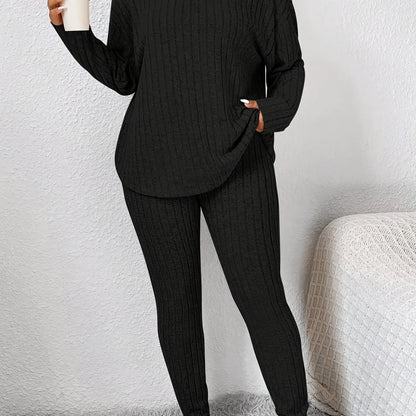 Ribbed Knitted Loungewear Set | Women's Loungewear Outfit 0