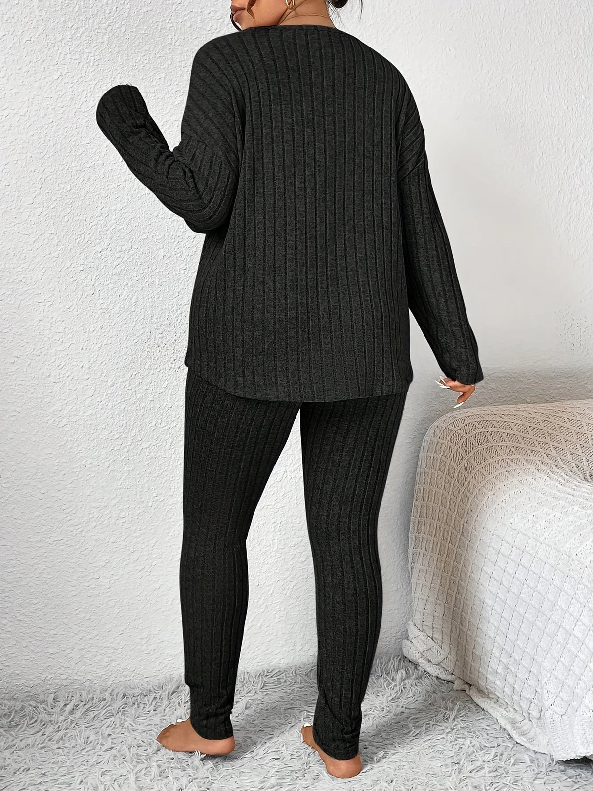 Ribbed Knitted Loungewear Set | Women's Loungewear Outfit 1