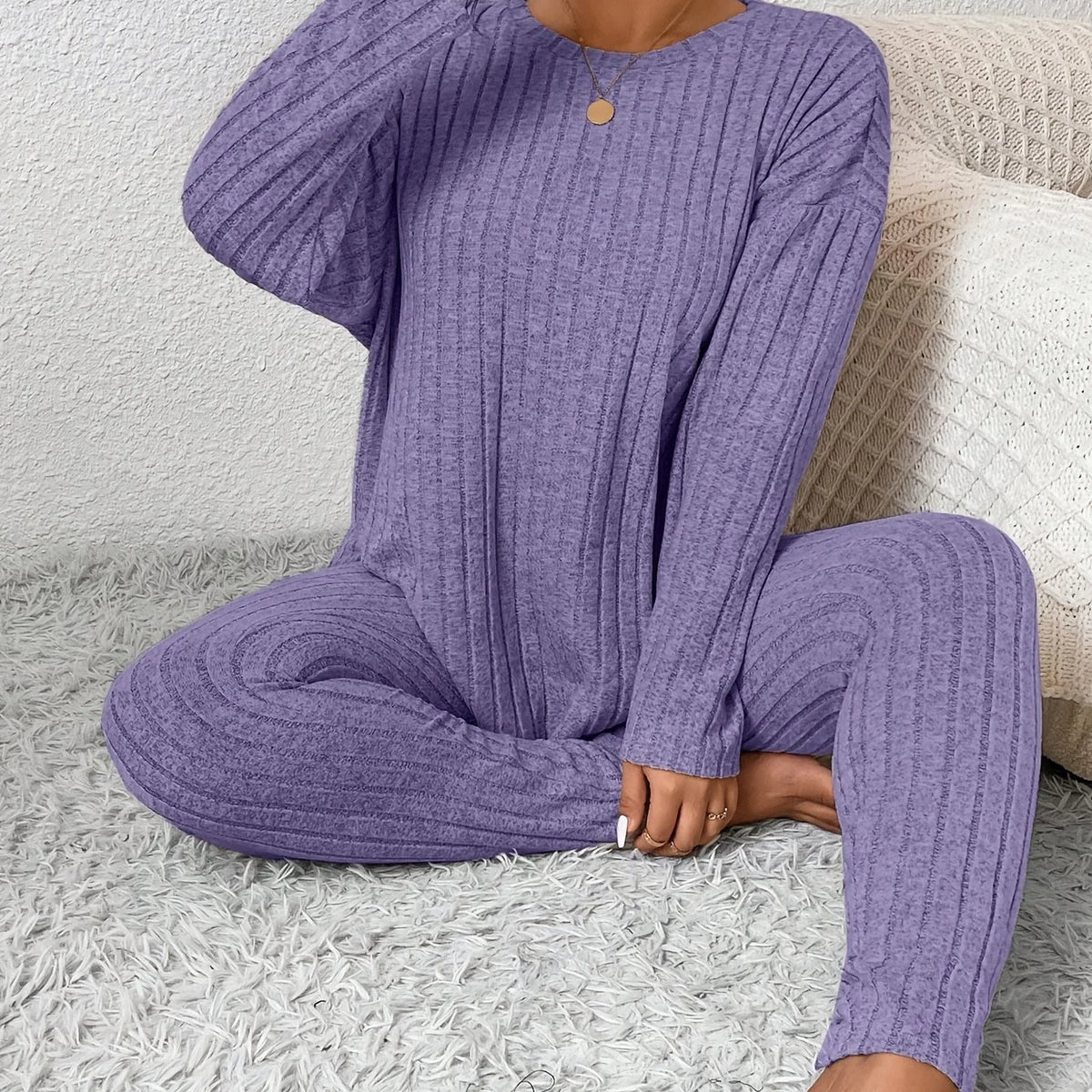 Ribbed Knitted Loungewear Set | Women's Loungewear Outfit 13