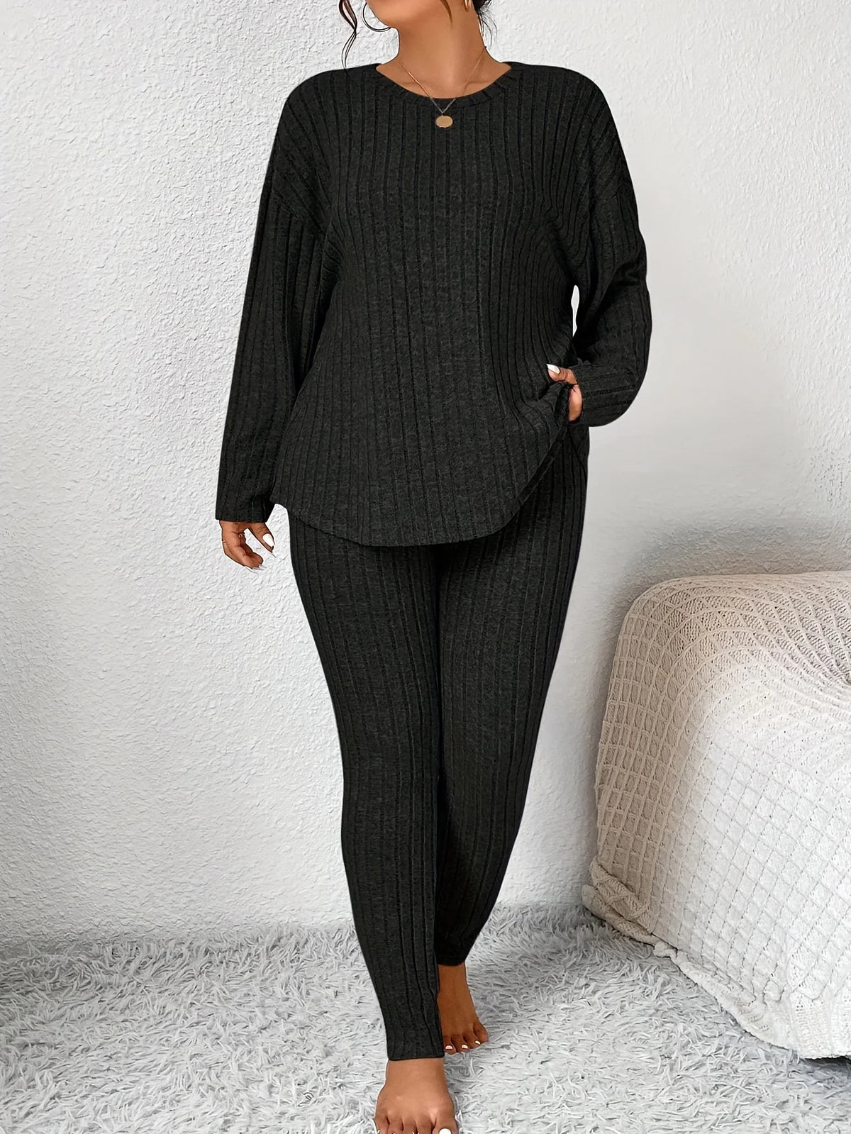 Ribbed Knitted Loungewear Set | Women's Loungewear Outfit 4