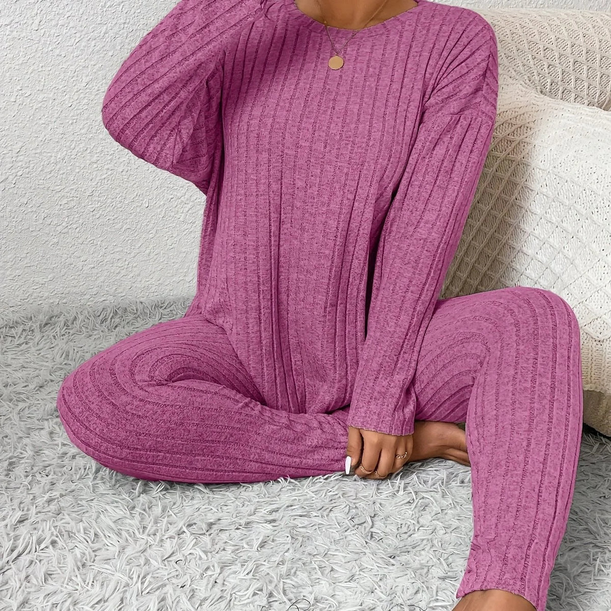 Ribbed Knitted Loungewear Set | Women's Loungewear Outfit 5