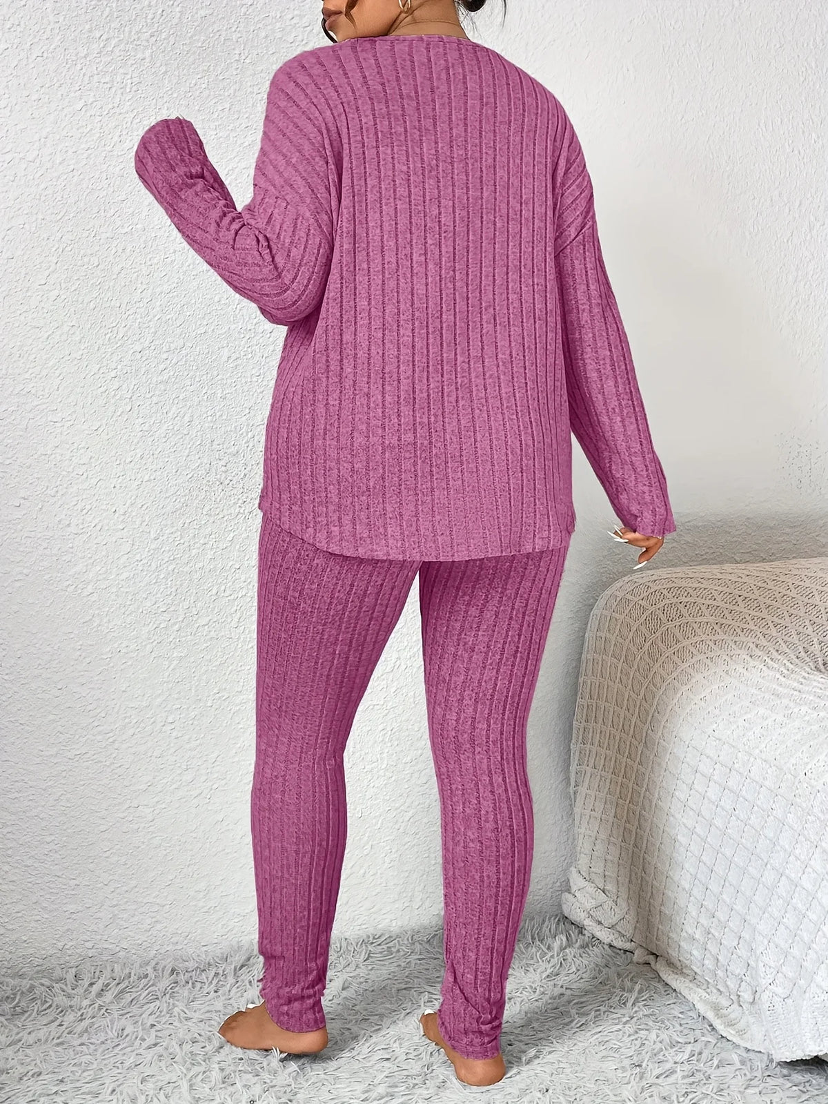 Ribbed Knitted Loungewear Set | Women's Loungewear Outfit 7