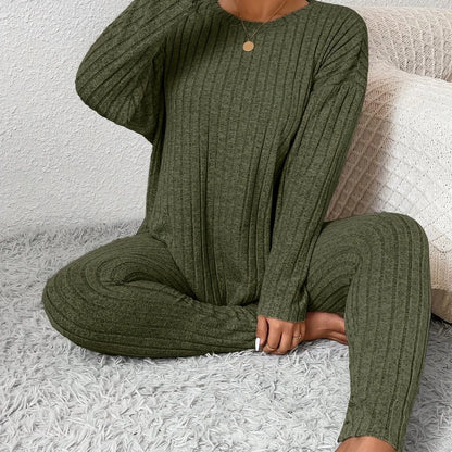 Ribbed Knitted Loungewear Set | Women's Loungewear Outfit 9