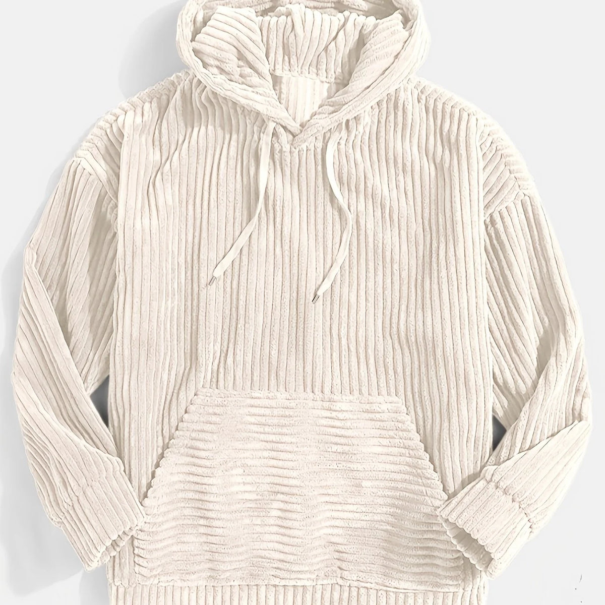 Ribbed Textured Oversized Hoodie | Relaxed Fit for Men 0