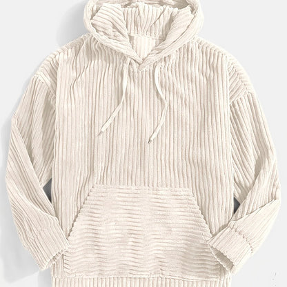 Ribbed Textured Oversized Hoodie | Relaxed Fit for Men 0
