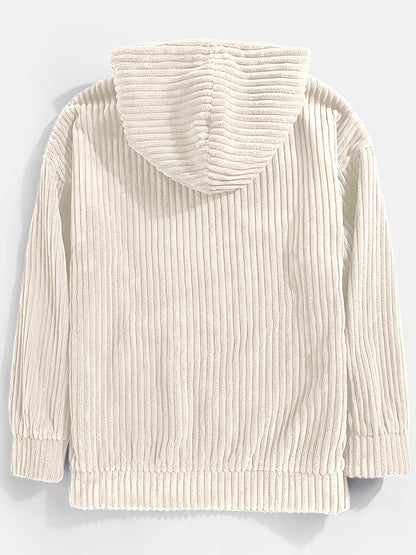Ribbed Textured Oversized Hoodie | Relaxed Fit for Men 1