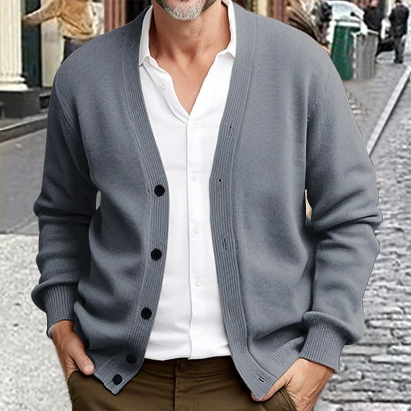Ribbed V-Neck Long Cardigan | Men's Cardigan 3