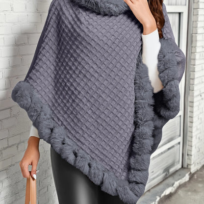 Rosabel | Women's Fur-Trim Poncho Cozy Warm Outerwear 0