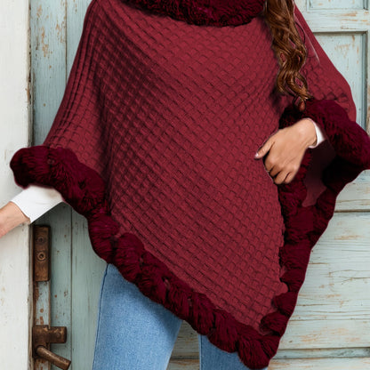 Rosabel | Women's Fur-Trim Poncho Cozy Warm Outerwear 12
