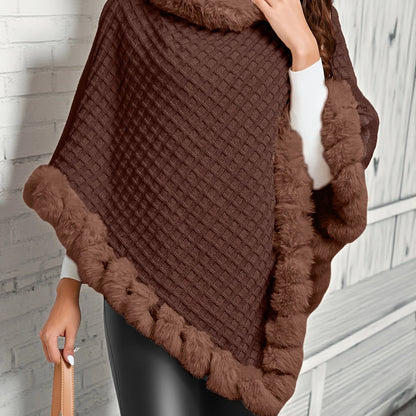 Rosabel | Women's Fur-Trim Poncho Cozy Warm Outerwear 14