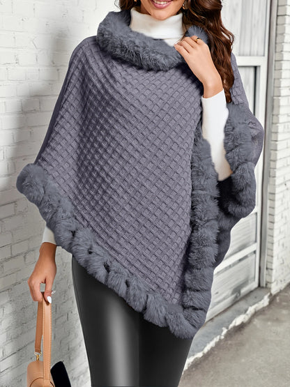 Rosabel | Women's Fur-Trim Poncho Cozy Warm Outerwear 5