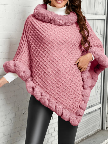 Rosabel | Women's Fur-Trim Poncho Cozy Warm Outerwear 7