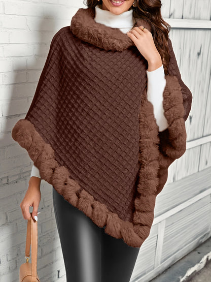 Rosabel | Women's Fur-Trim Poncho Cozy Warm Outerwear 8