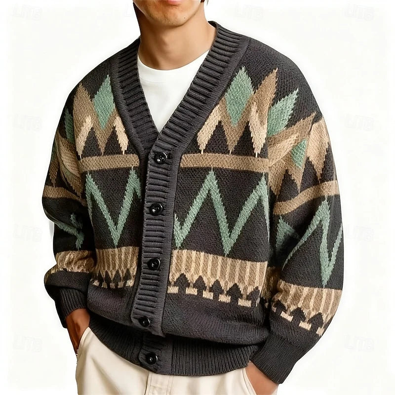 Rufus | Men's Patterned V-Neck Cardigan 0