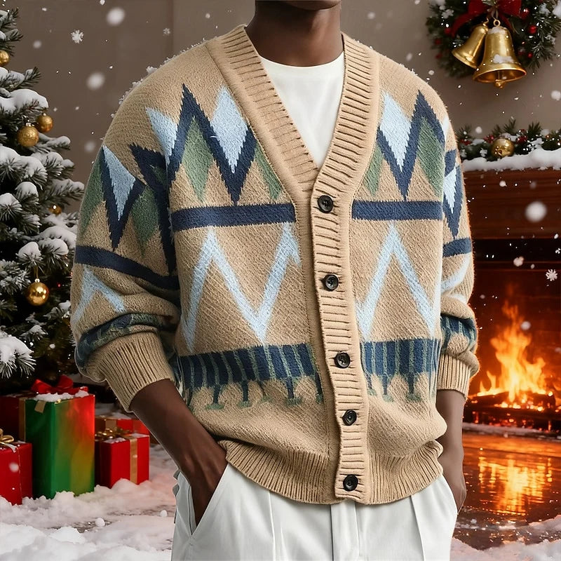 Rufus | Men's Patterned V-Neck Cardigan 1