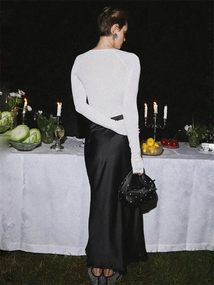 Satin Dream | Women's Maxi Skirt Elegant Satin Fabric 1
