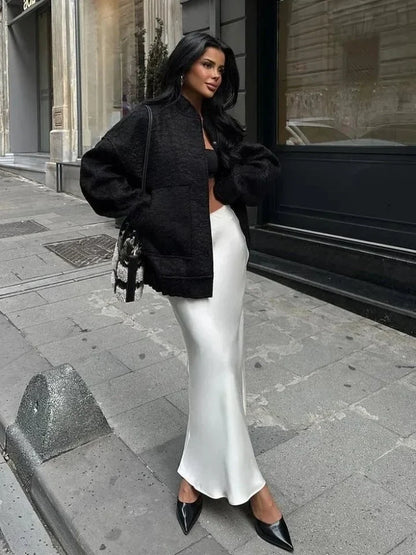 Satin Dream | Women's Maxi Skirt Elegant Satin Fabric 4