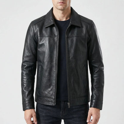 Slim Fit Leather Jacket | Casual Genuine Hide Outerwear 0