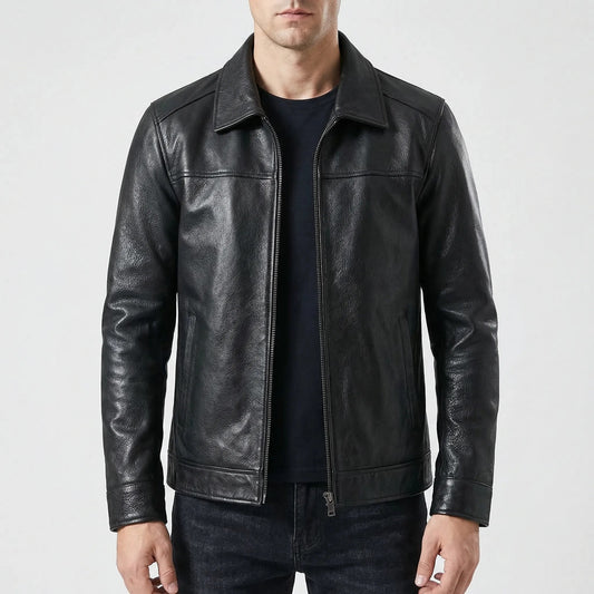 Slim Fit Leather Jacket | Casual Genuine Hide Outerwear 0