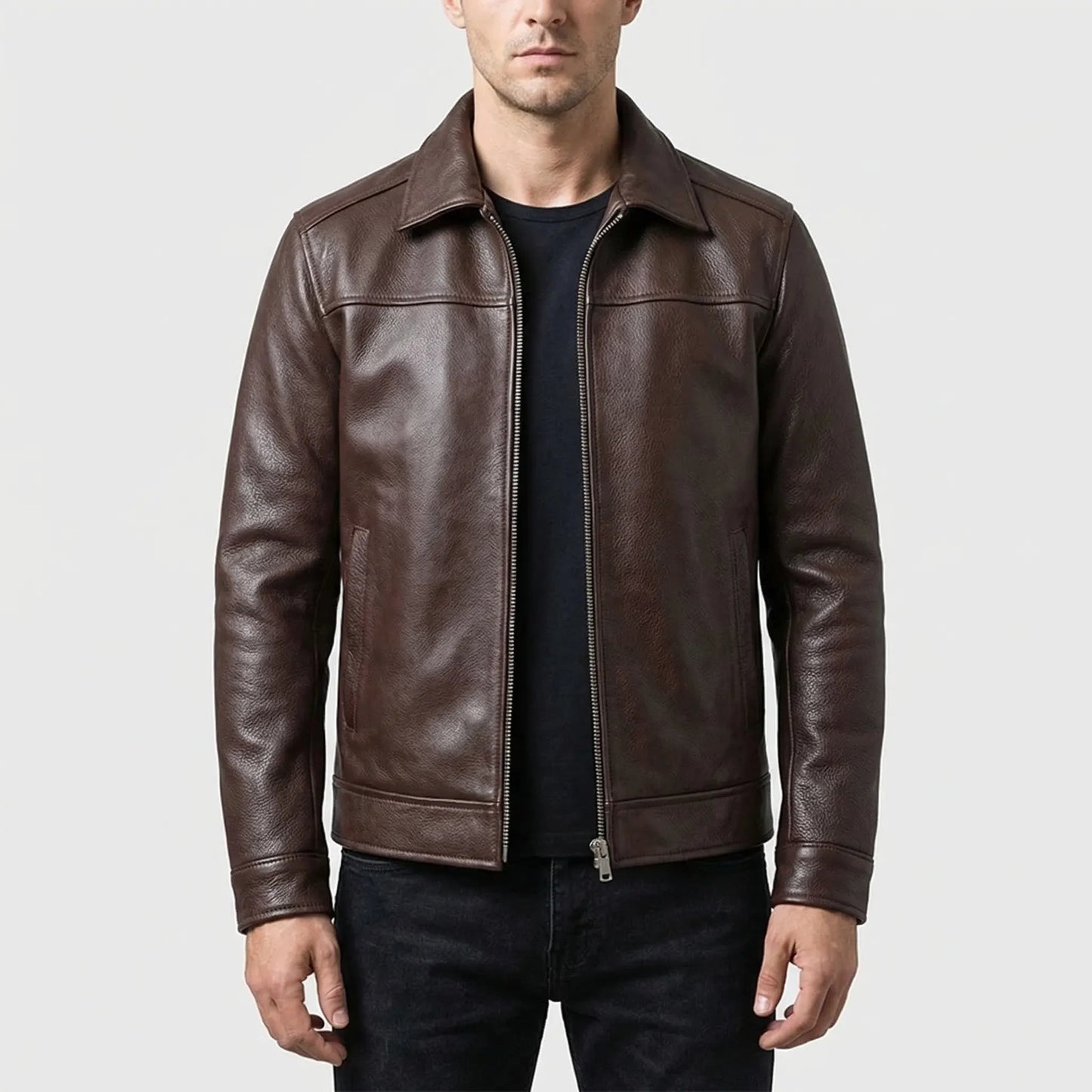 Slim Fit Leather Jacket | Casual Genuine Hide Outerwear 1