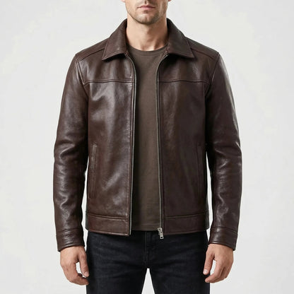 Slim Fit Leather Jacket | Casual Genuine Hide Outerwear 4