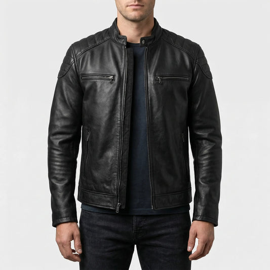 Slim Fit Vintage Leather Motorcycle Jacket | Biker Riding Wear 0
