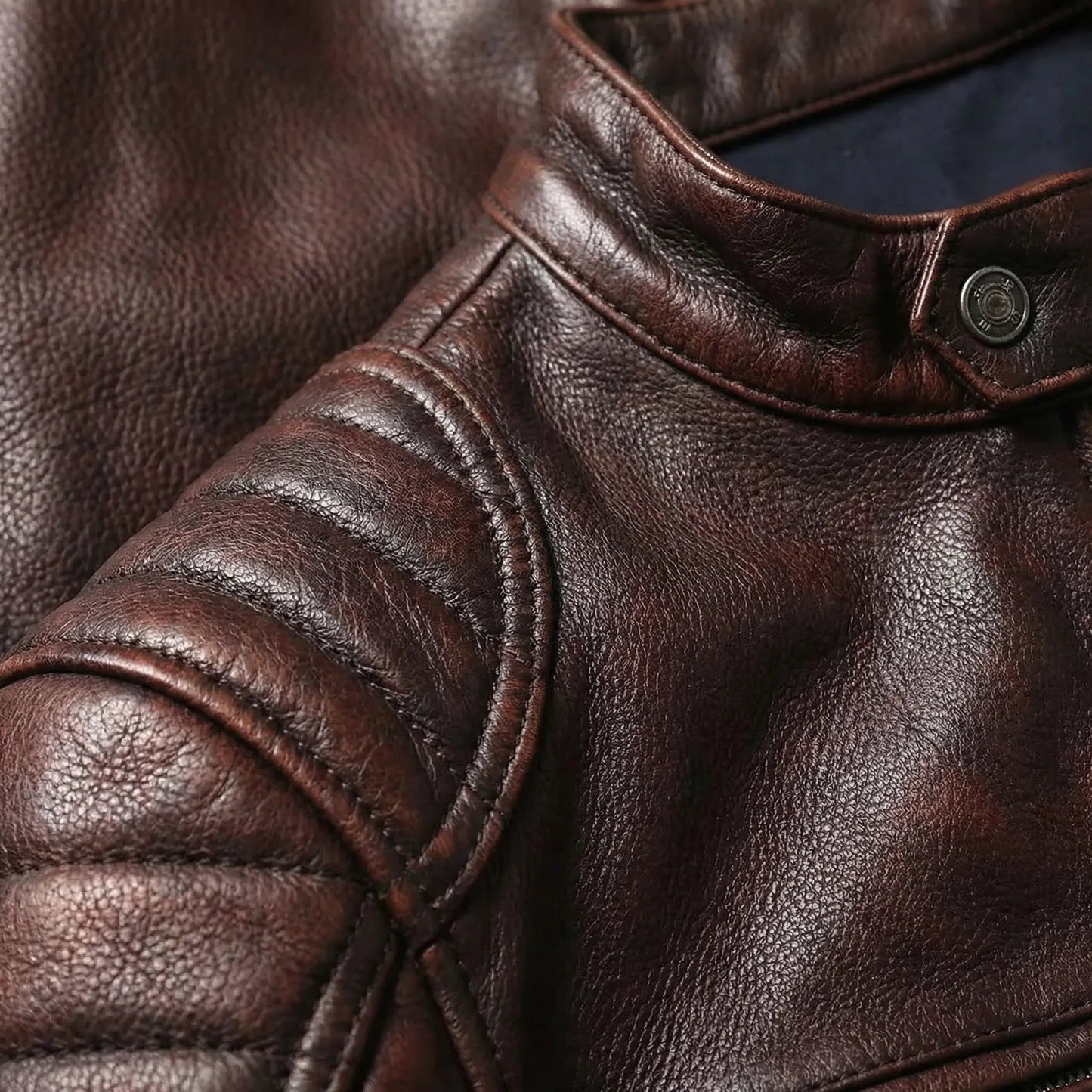 Slim Fit Vintage Leather Motorcycle Jacket | Biker Riding Wear 3