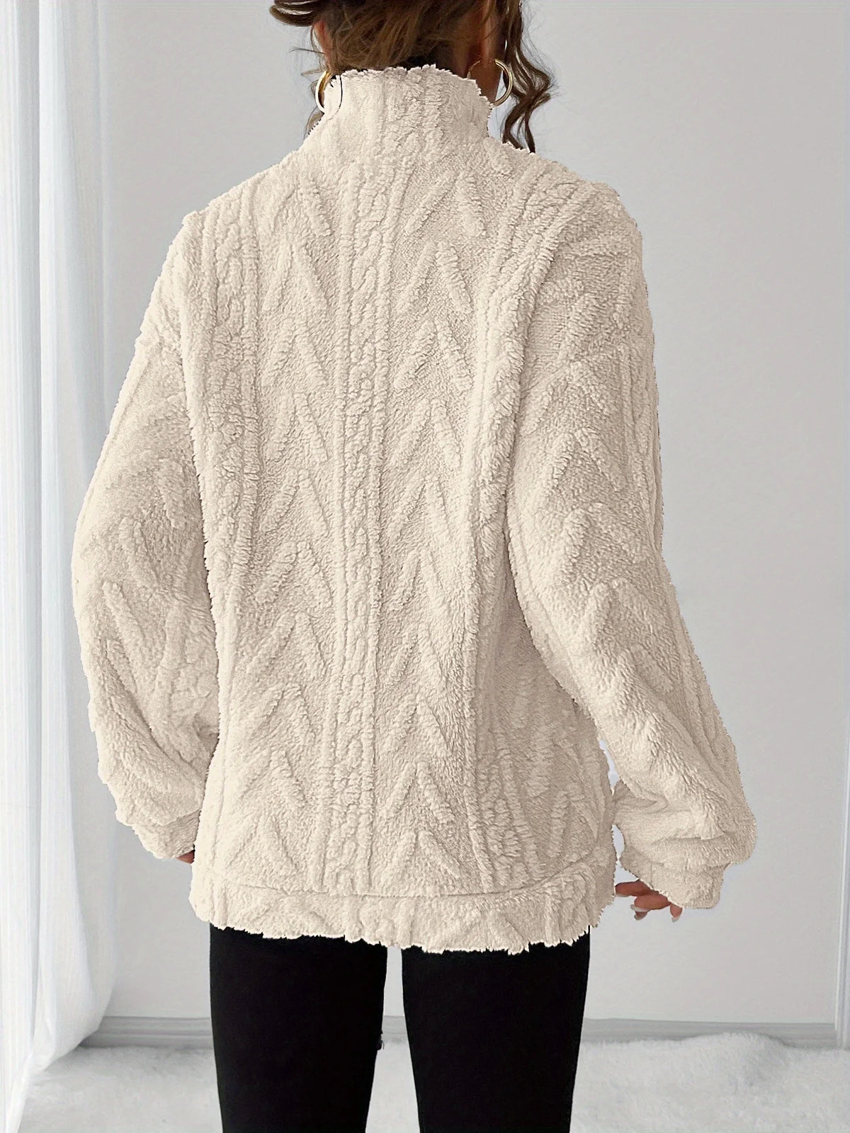 Susanna | Textured Sweatshirt Cozy Fit with Stand Collar 1