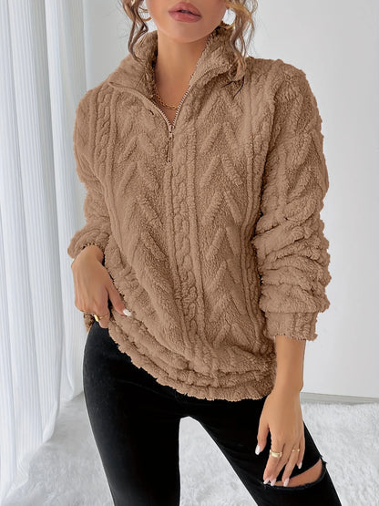 Susanna | Textured Sweatshirt Cozy Fit with Stand Collar 3