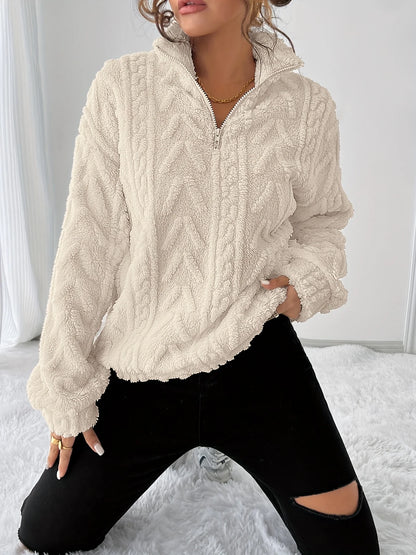 Susanna | Textured Sweatshirt Cozy Fit with Stand Collar 4