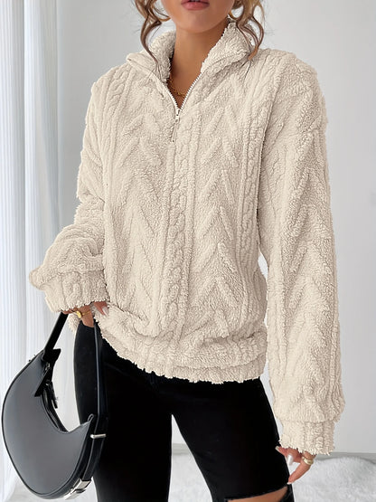 Susanna | Textured Sweatshirt Cozy Fit with Stand Collar 6