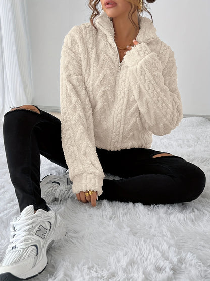 Susanna | Textured Sweatshirt Cozy Fit with Stand Collar 7