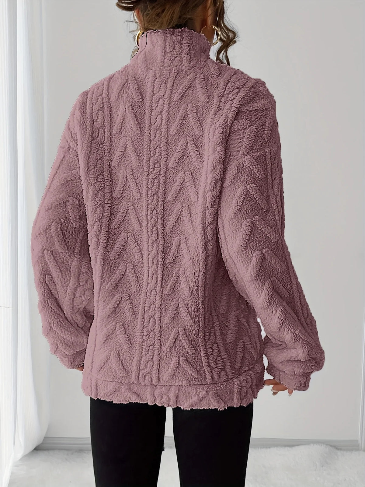 Susanna | Textured Sweatshirt Cozy Fit with Stand Collar 8