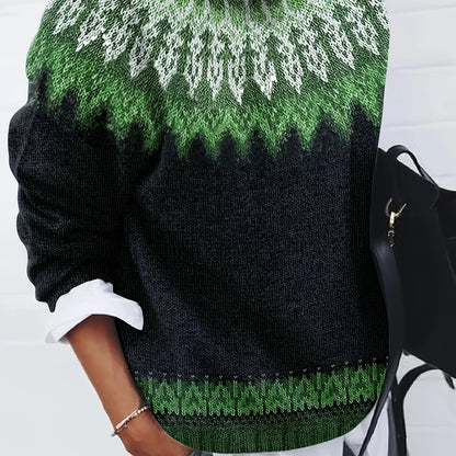 Sylvia | Chunky Jacquard Round Neck Sweater for Women 0