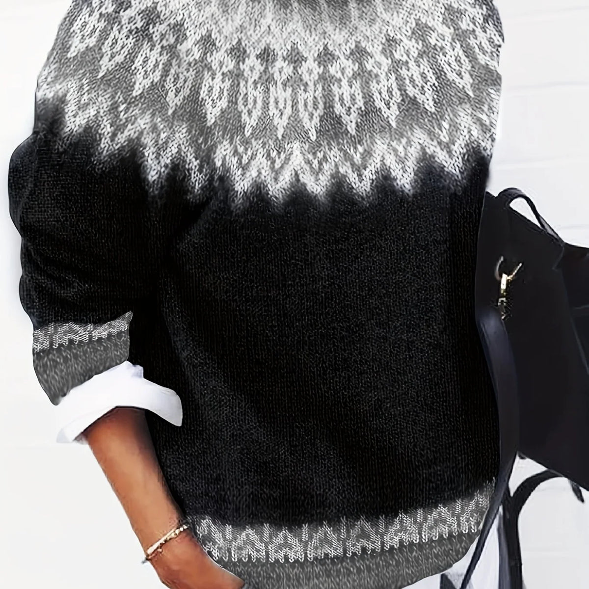 Sylvia | Chunky Jacquard Round Neck Sweater for Women 5