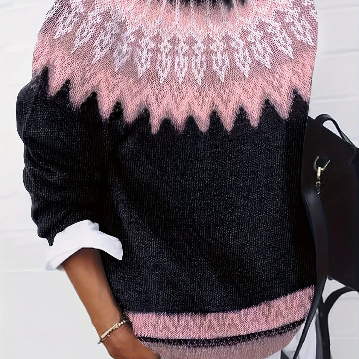 Sylvia | Chunky Jacquard Round Neck Sweater for Women 9