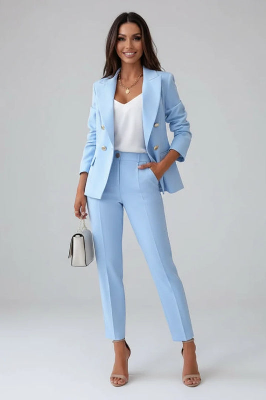 Tailored Double-Breasted Blazer Set | Women's Suit 0