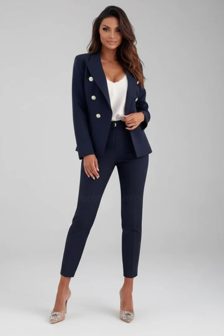 Tailored Double-Breasted Blazer Set | Women's Suit 1