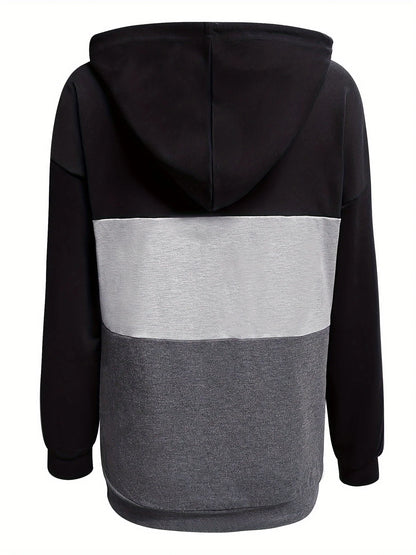 Tamsin | Colour Block Button Hoodie Casual 2