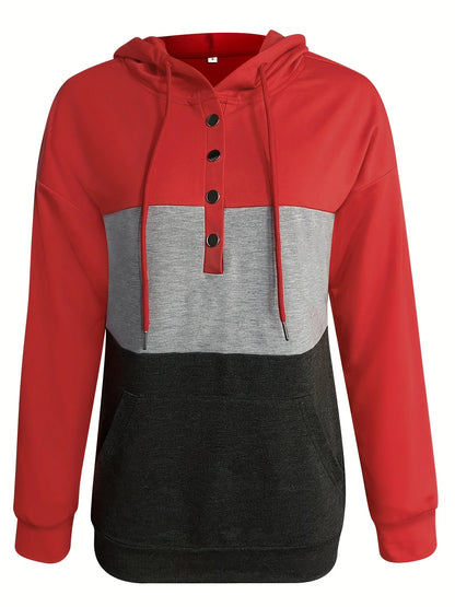 Tamsin | Colour Block Button Hoodie Casual 8