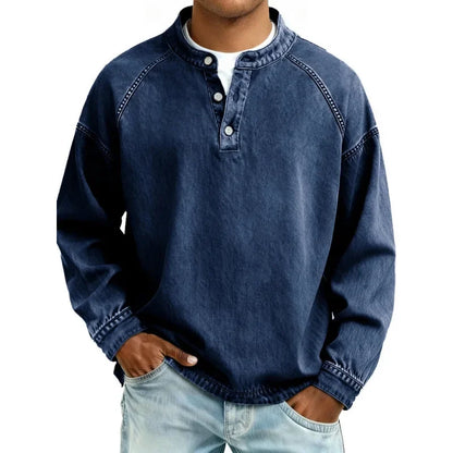 Vintage Button Up Shirt | Men's Denim Look Long Sleeve Shirt 2