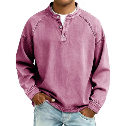 Vintage Button Up Shirt | Men's Denim Look Long Sleeve Shirt 6