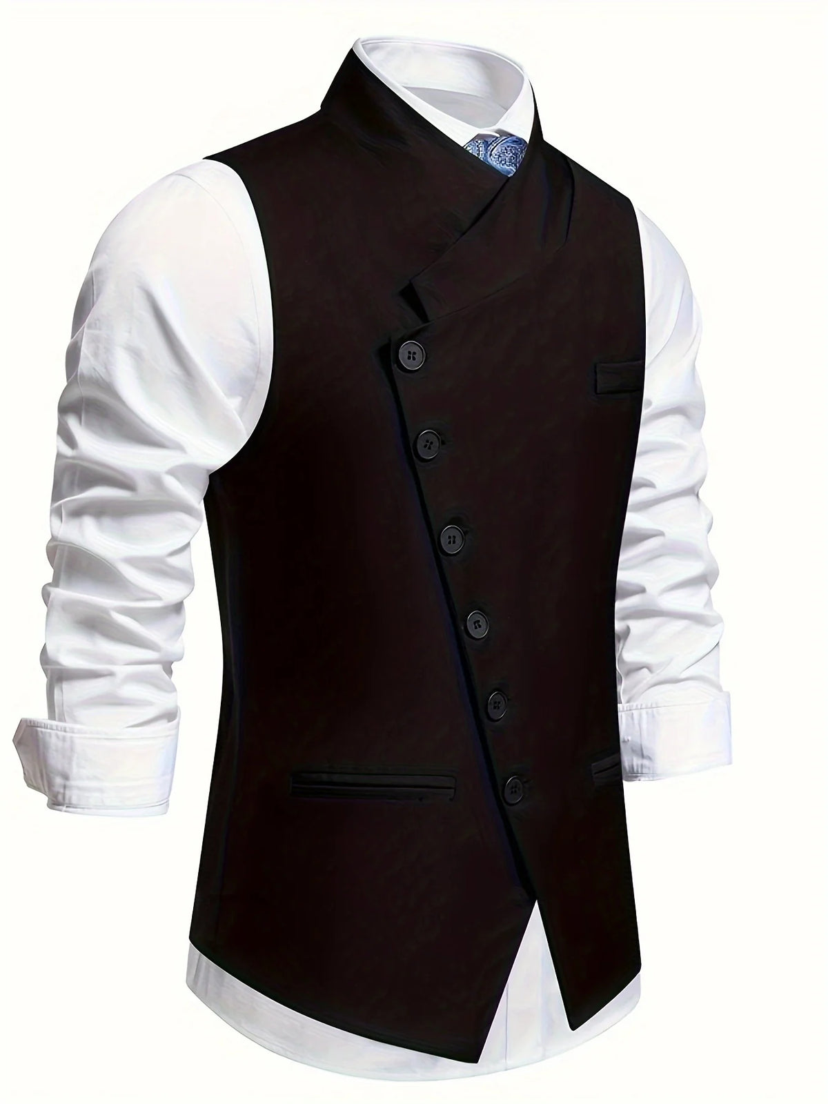 Wallace | Slant-Button Tailored Waistcoat Men 4
