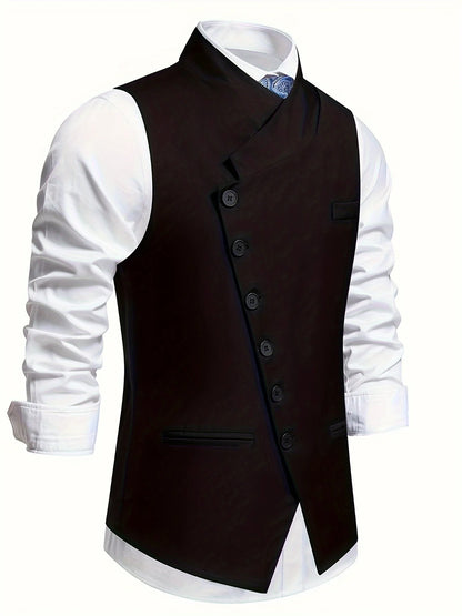 Wallace | Slant-Button Tailored Waistcoat Men 4