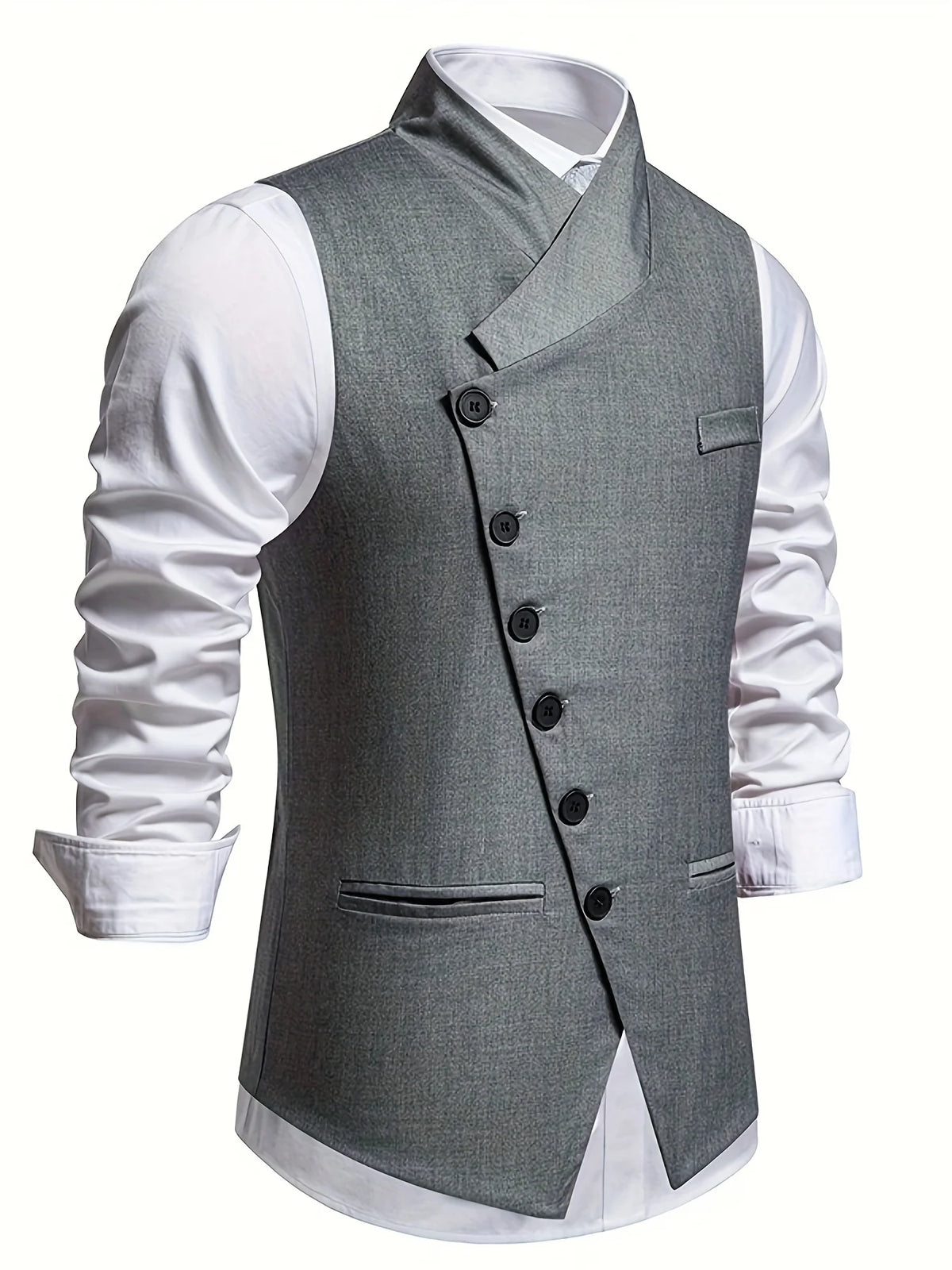 Wallace | Slant-Button Tailored Waistcoat Men 5