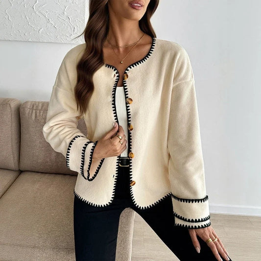 Women's Cardigan with Contrasting Hem Stylish Fit 0