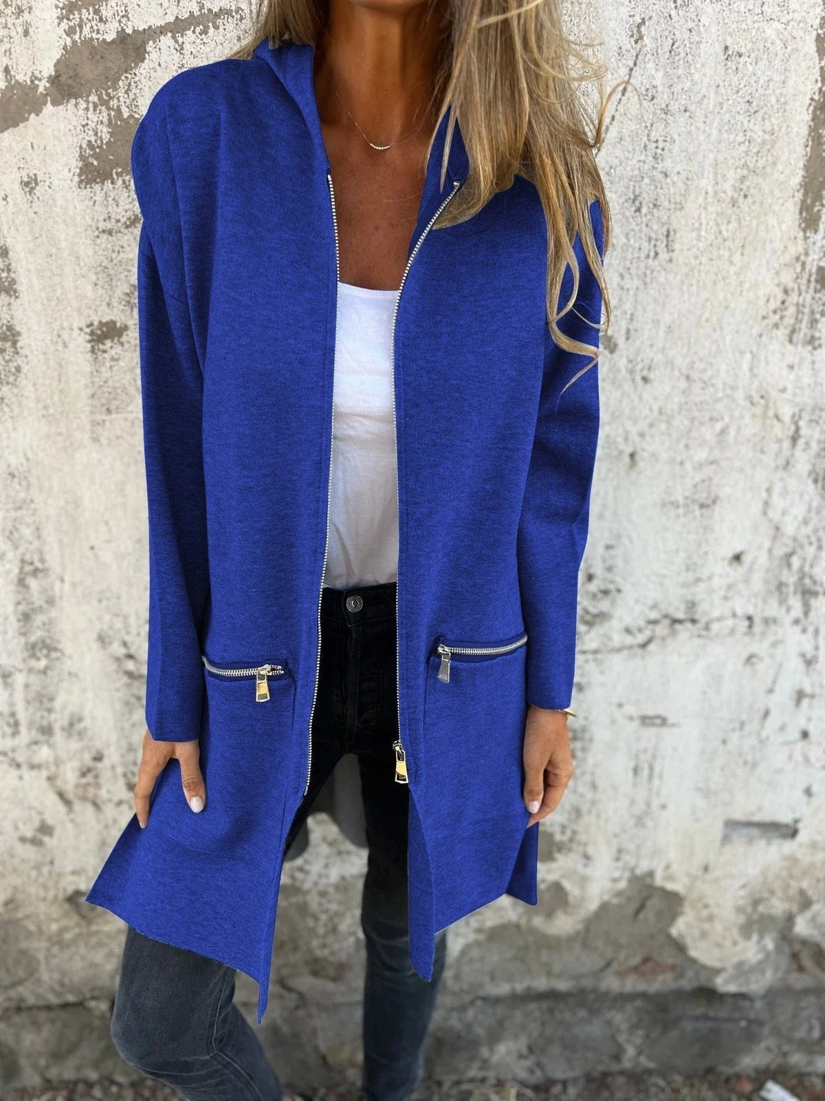 Women's Casual Long Sleeve Zip Jacket Oversized Fit 1