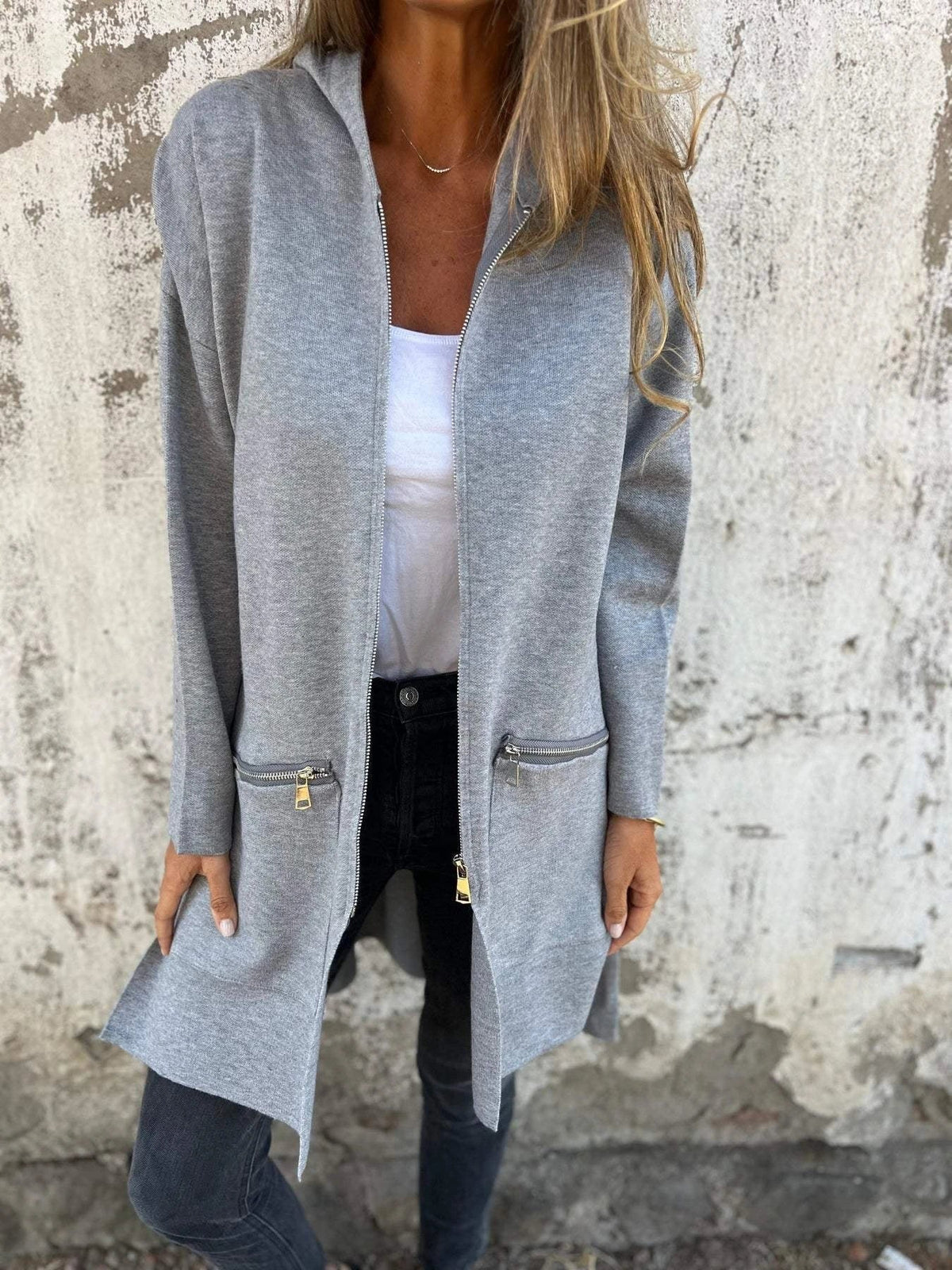 Women's Casual Long Sleeve Zip Jacket Oversized Fit 5