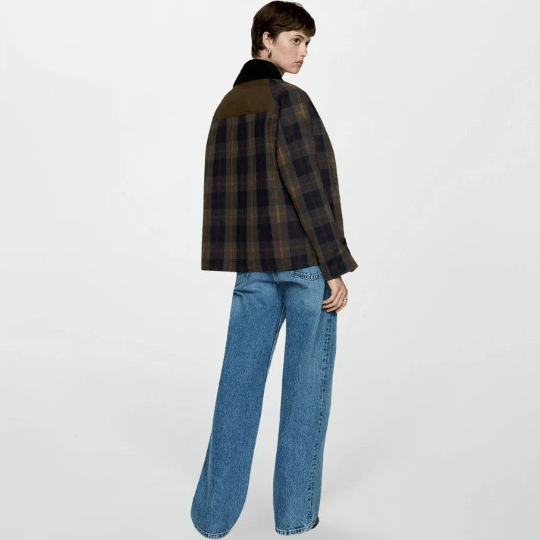 Women's Checkered Zip-Up Jacket Casual Fit 3